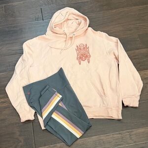 Meow Wolf Hoodie - Wildfox Leggings Set peach graphic design  stripes